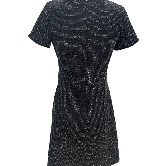 LOFT Black Glitter Knit Fit & Flare Dress Sz 6 Short Party Sparkly Holiday Chic - Picture 6 of 11
